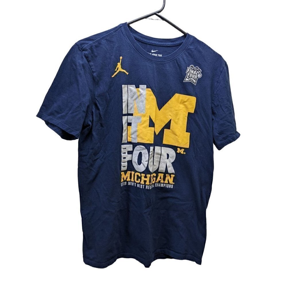 Nike Michigan Wolverines Jordan Basketball Final Four T-Shirt Size M - Bin C